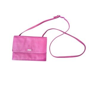 Perlina Leather Crossbody Bag Pink Adjustable Strap Small Shoulder Purse Vintage